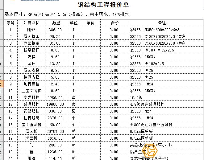 鋼結構廠房人工報價單一平方多少錢（鋼結構廠房人工報價單一平方多少錢彩鋼板費用）